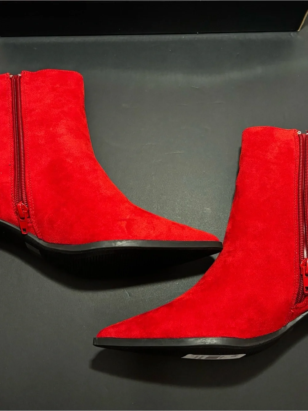 BRAND NEW Cherry Red Suede Ankle Boots With A Small Heel❤️ basic but still fancy